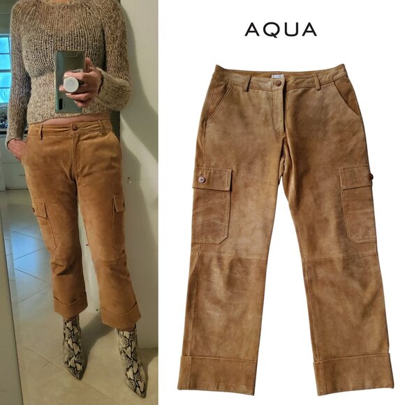 Aqua Pants - AQUA by Bloomingdale's  Suede Cropped Pants Camel Color Size 4